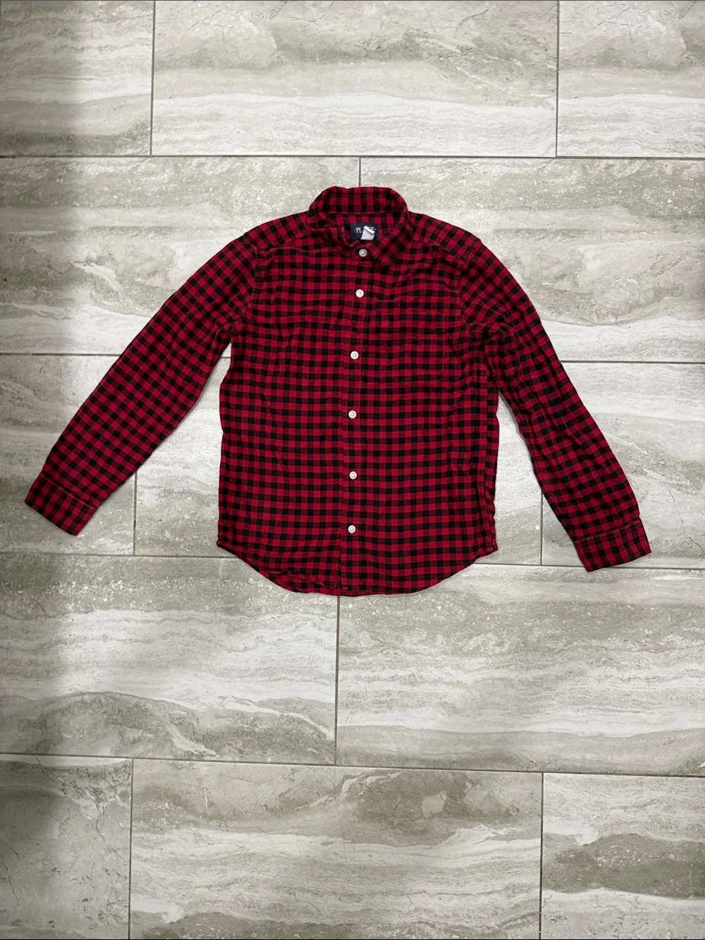 The Children's Place Red and Black Plaid Button-Down Shirt